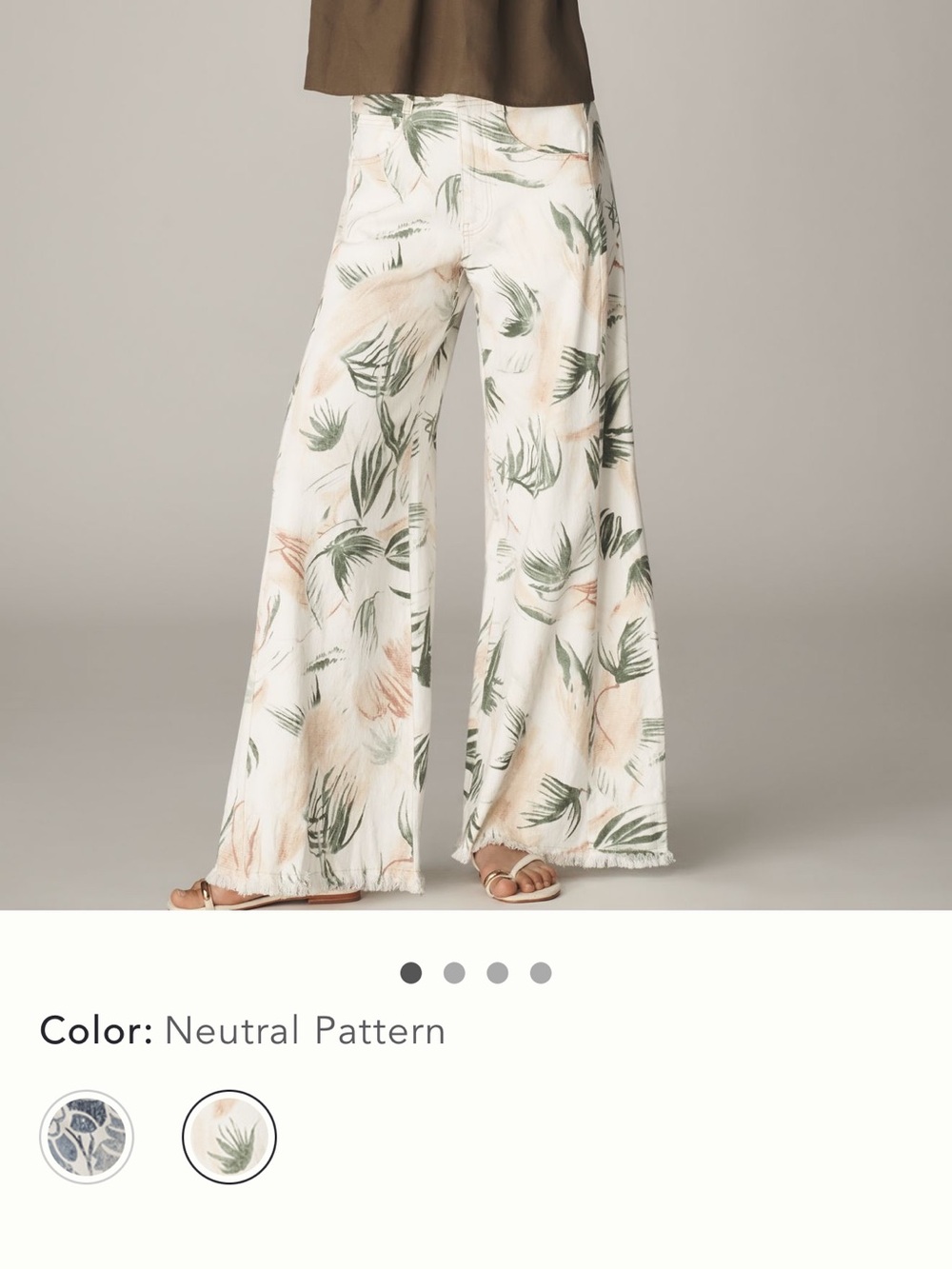 Pilcro Olive with Cream Botanical Wide-Leg Pants, size 29